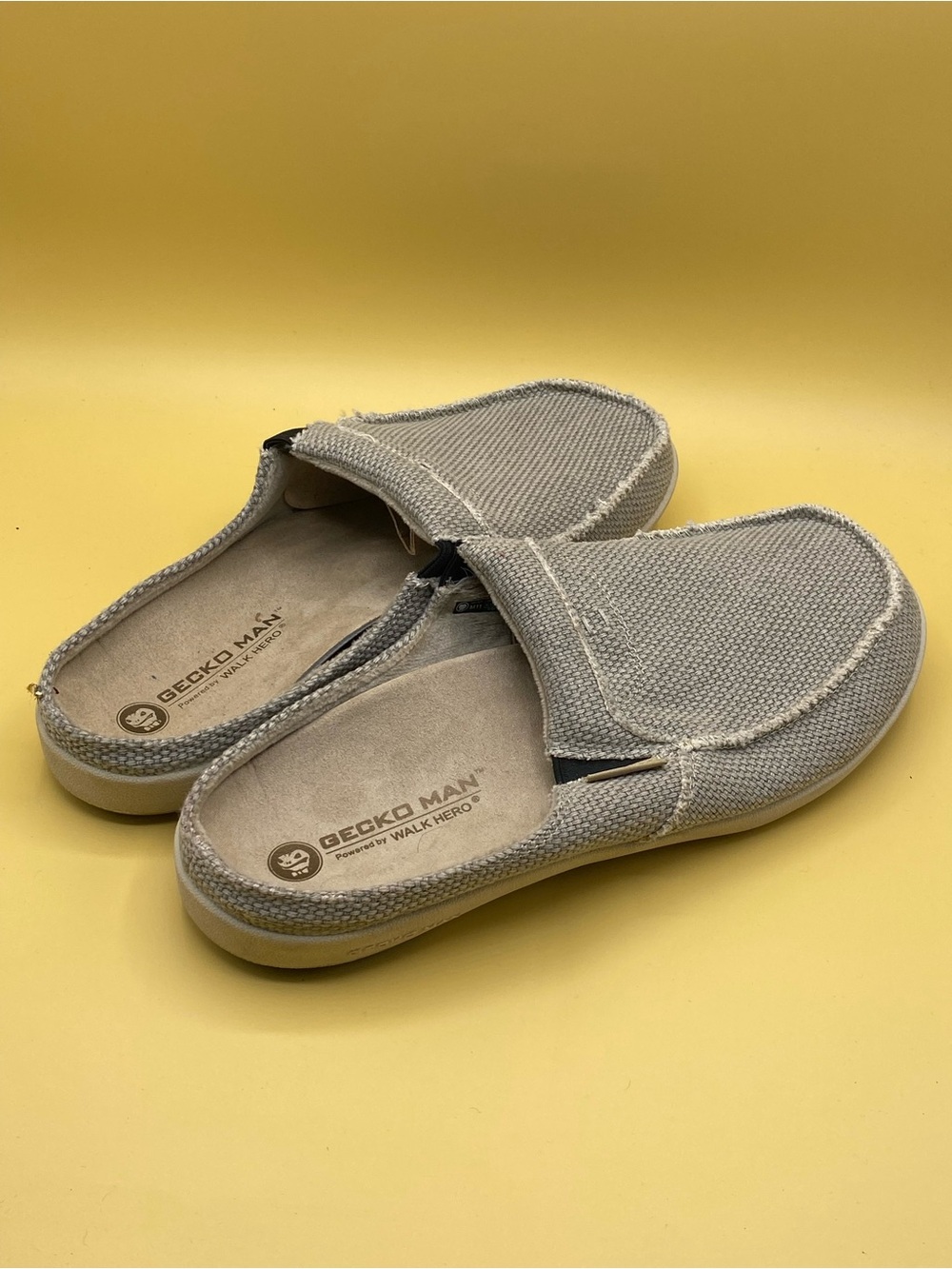 Slip-On Canvas Mule Loafers in Light Gray - - Picture 4 of 4